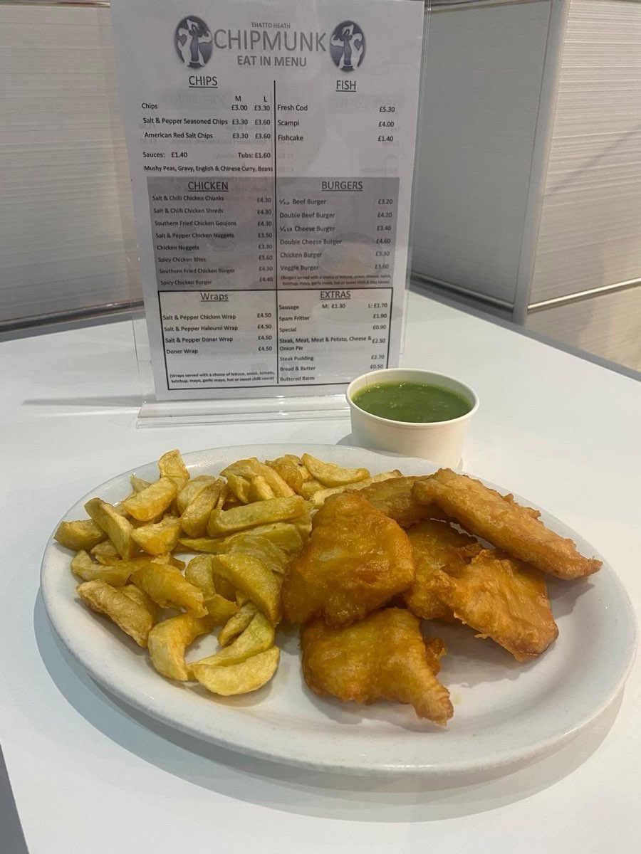 Fish and chips on the counter